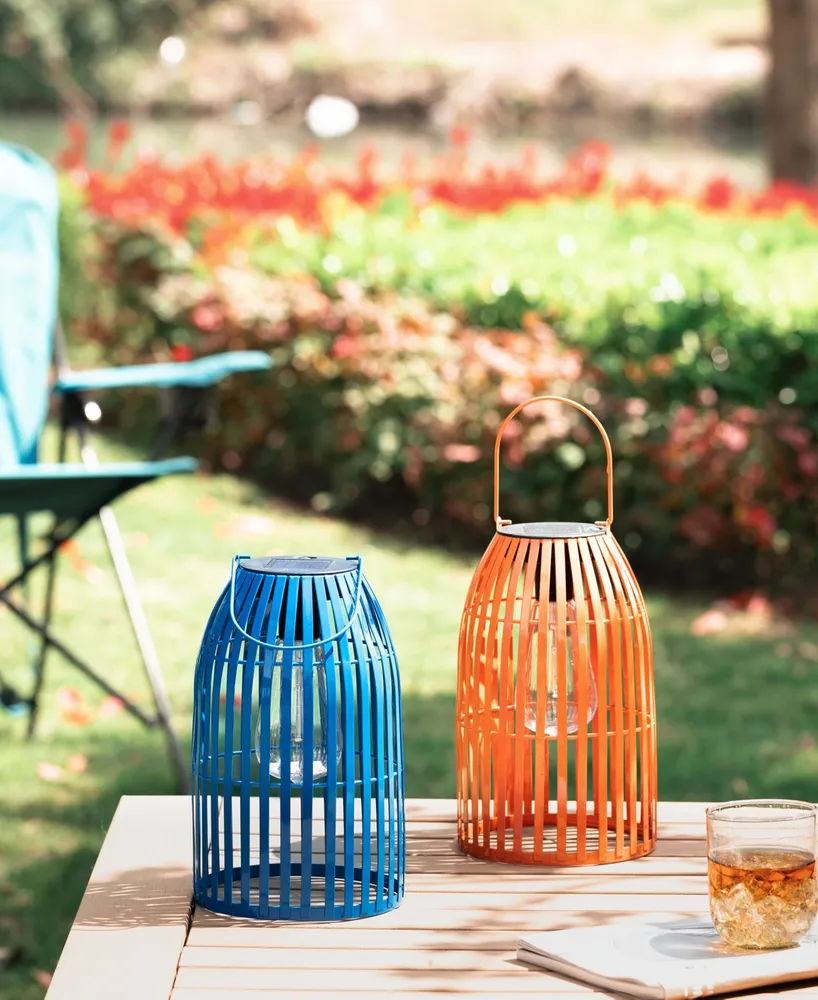 Glitzhome 9.75" H Metal Woven Solar Powered Outdoor Hanging Lantern