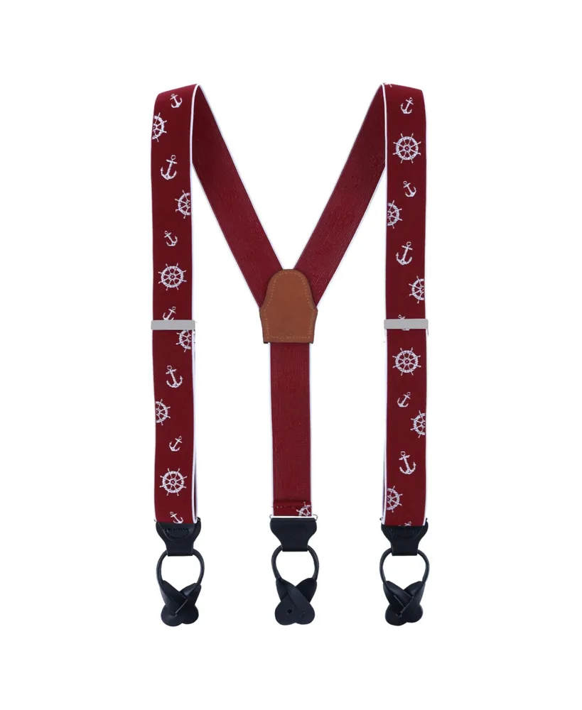 Trafalgar Men's Grande Silk Button End Suspenders