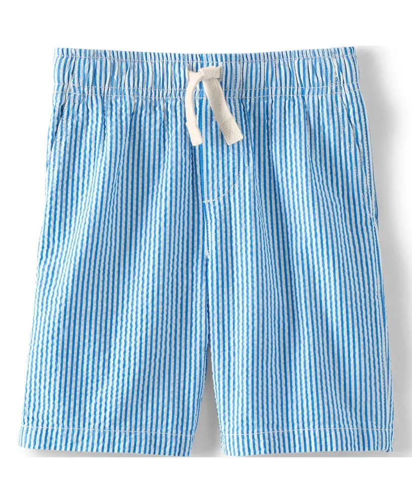 Lands' End Boys Seersucker Pull On Elastic Waist Shorts