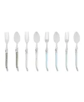 French Home Laguiole Cocktail or Dessert Spoons and Forks, Set of 8, Mother of Pearl