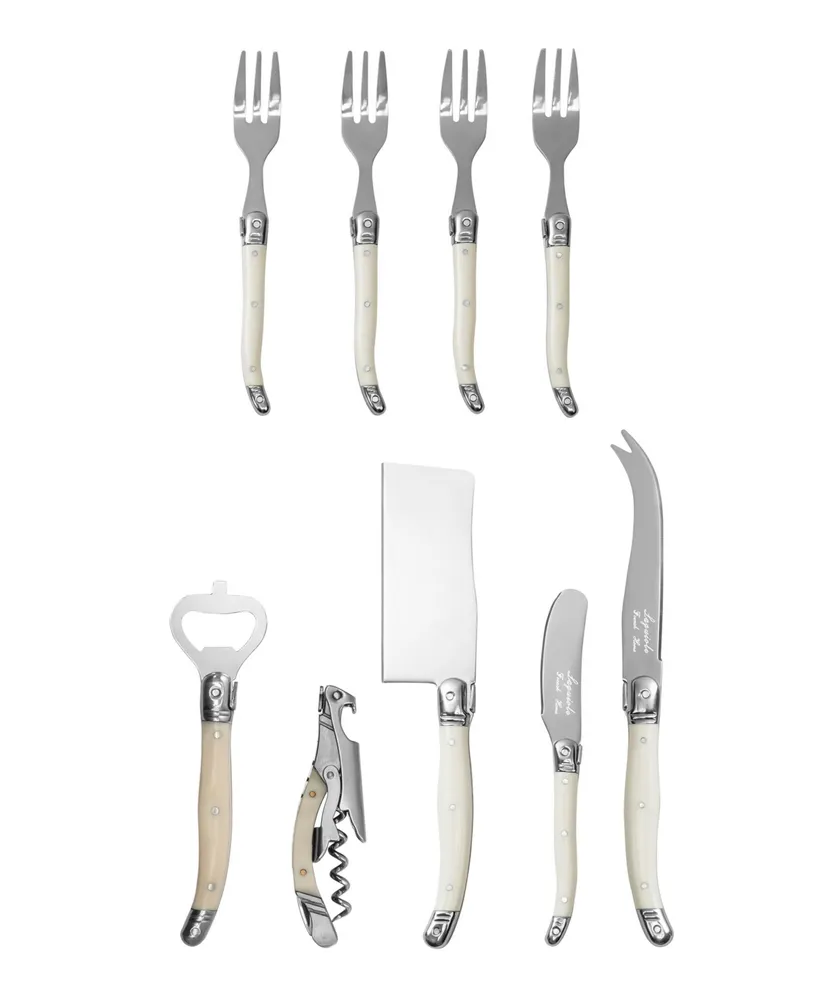 French Home Essential 9-Piece Charcuterie and Barware Set with Faux Ivory Handles