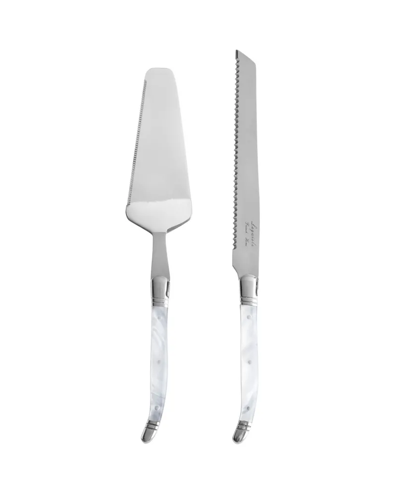 French Home Connoisseur Laguiole 2-Piece Cake and Pie Server Set with Pearl White Handles