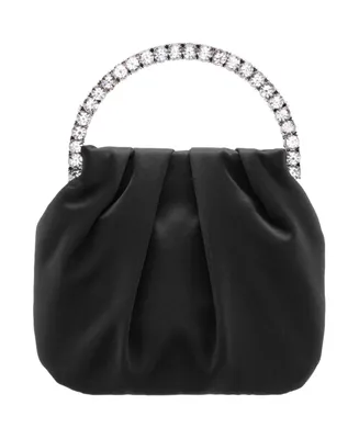 Nina Crystal Handle Satin Pouch Bag