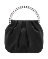 Nina Crystal Handle Satin Pouch Bag