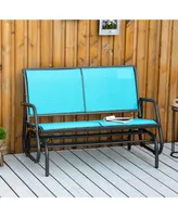 Outsunny 2-Person Outdoor Glider Bench Patio Double Swing Rocking Chair Loveseat w/Power Coated Steel Frame for Backyard Garden Porch, Blue