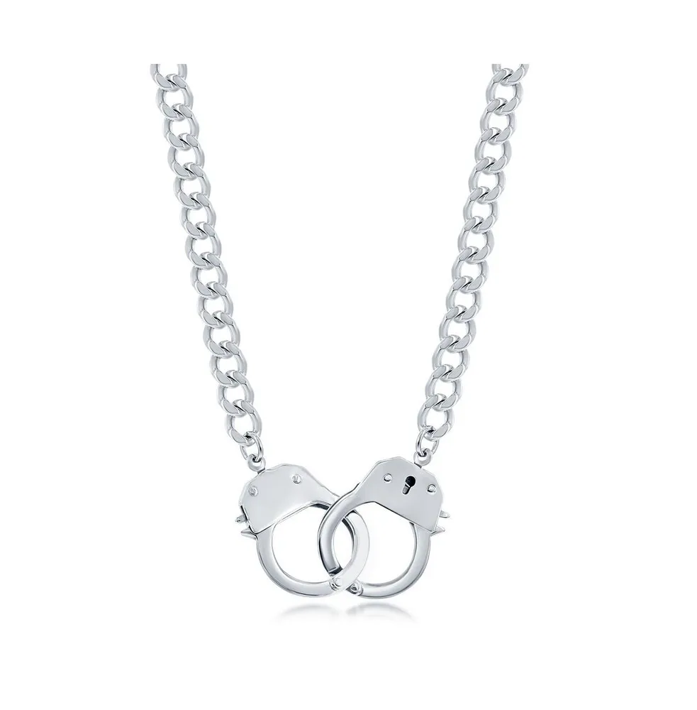 Men's Stainless Steel Link Necklace with Handcuff Lock