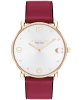 Coach Women's Elliot Cranberry Leather Strap Watch, 36mm