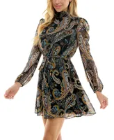 City Studios Juniors' Paisley-Print Fit & Flare Dress