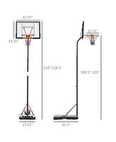 Soozier Portable Basketball Hoop System Stand with 34in Backboard, Wheels, Height Adjustable 8FT-10FT for Indoor Outdoor Use