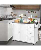 Costway Kitchen Island 2-Door Storage Cabinet Stainless Steel Top