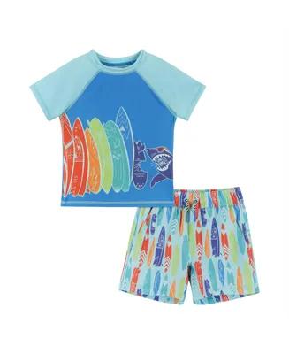 Andy & Evan Toddler Boys Toddler/Child Short Sleeve Rash Guard Set