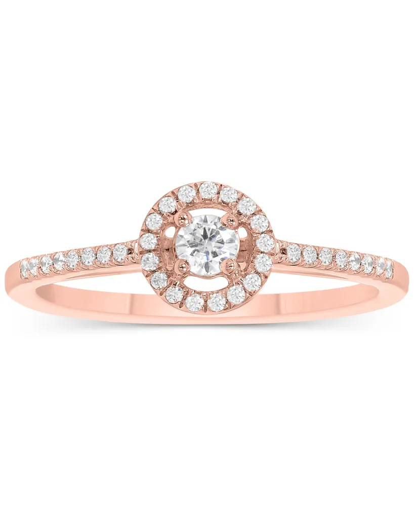 Diamond Halo Engagement Ring (1/4 ct. t.w.) in 14k White, Yellow or Rose Gold