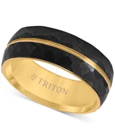 Triton Men's Double Row Comfort Fit Wedding Band Titanium & Yellow Pvd-Plate