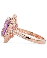 Pink Amethyst (4 ct. t.w.) & White Topaz (5/8 ct. t.w.) Halo Ring in Rose Gold-Plated Sterling Silver (Also in Sky Blue Topaz)