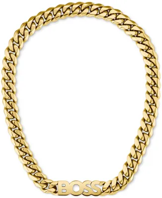 Boss Men's Kassy Gold Ion-Plated Stainless Steel Logo 20" Necklace