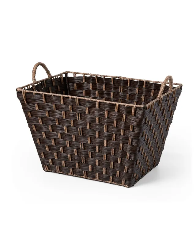 Baum Faux Wicker Woodstrip Edge 3 Piece Plastic Basket Set