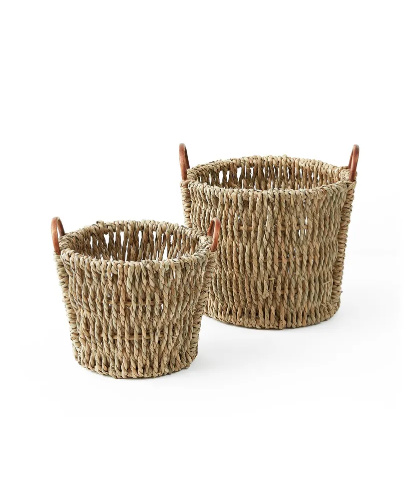 Baum 2 Piece Chunk Sea Grass Baskets with Rattan Ear Handles