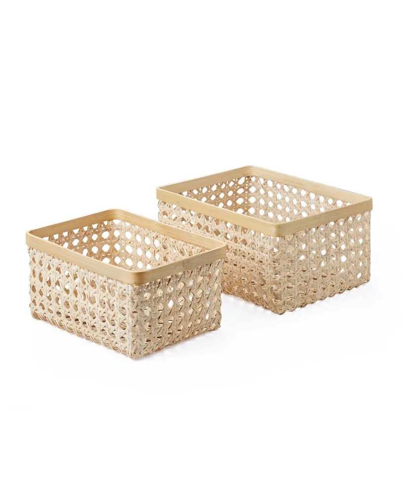 Baum 2 Piece Rectangular Natural Cane with Bamboo Rim