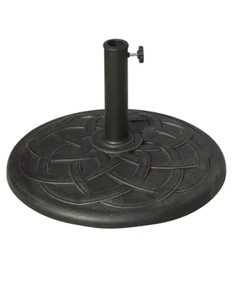Outsunny 22" 42 lbs Round Resin Umbrella Base Stand Market Parasol Holder with Beautiful Decorative Pattern & Easy Setup, for 1.5"Dia, 1.89"Dia Pole,