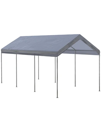 Outsunny 10' x 20' Carport, Portable Garage & Patio Canopy Tent Storage Shelter, Adjustable Height, Anti-uv Cover for Car, Truck, Boat, Catering