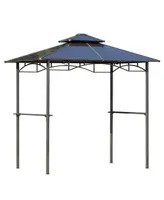 Outsunny 8' x 5' Barbecue Grill Gazebo Tent, Outdoor Bbq Canopy with Side Shelves, and Double Layer Pc Roof, Blue