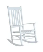 Outsunny Versatile Wooden Indoor / Outdoor High Back Slat Rocking Chair - White