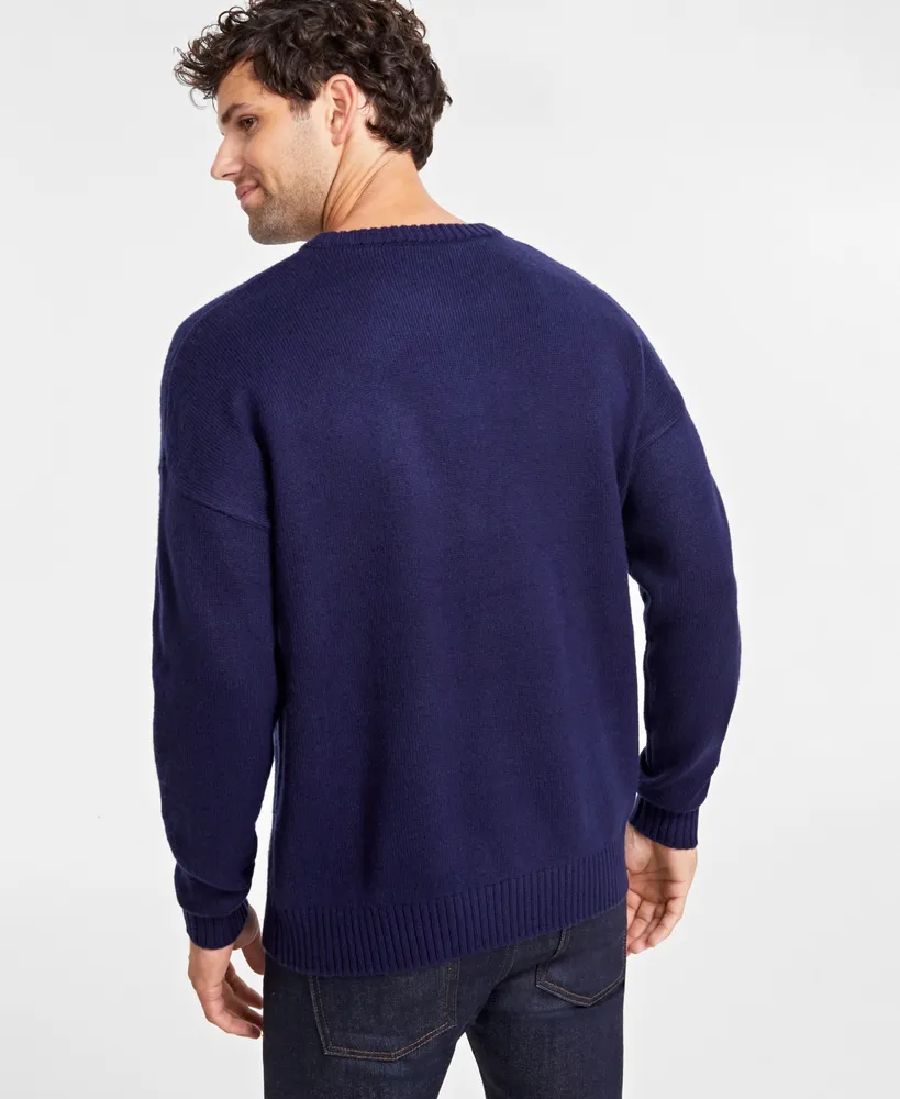 Holiday Lane Men's Snowflake Crewneck Sweater, Created for Macy's