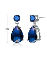 Sterling Silver Oval Shaped Cubic Zirconia Accent Drop Earrings