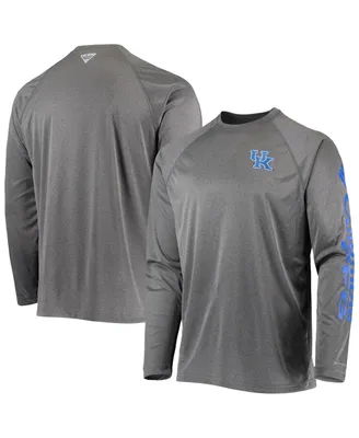 Men's Columbia Heathered Charcoal Kentucky Wildcats Pfg Terminal Tackle Raglan Omni-Shade Long Sleeve T-shirt