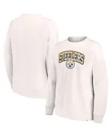 Women's Fanatics White Pittsburgh Steelers Leopard Team Pullover Sweatshirt