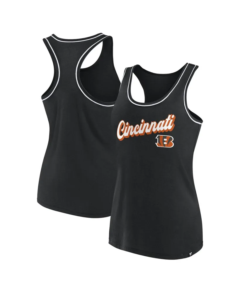 Women's Fanatics Black Cincinnati Bengals Wordmark Logo Racerback Scoop Neck Tank Top