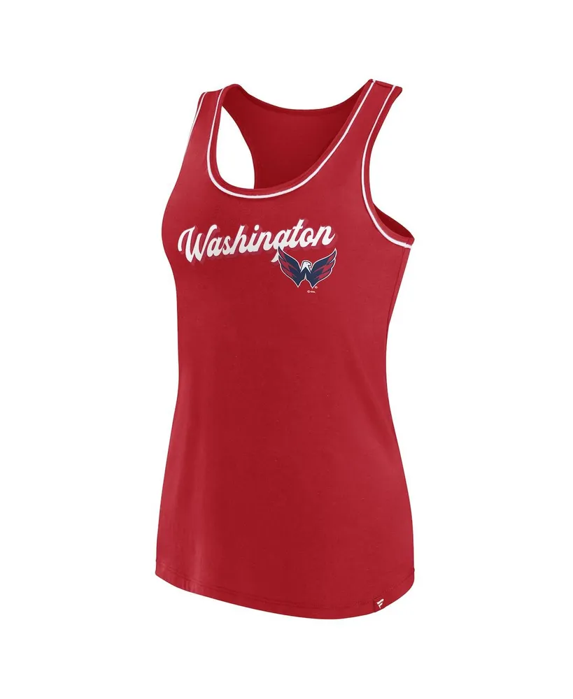 Women's Fanatics Red Washington Capitals Wordmark Logo Racerback Scoop Neck Tank Top