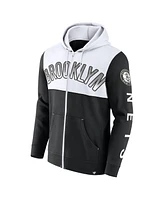 Men's Fanatics Black, White Brooklyn Nets Skyhook Colorblock Full-Zip Hoodie