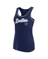 Women's Fanatics Navy Dallas Cowboys Wordmark Logo Racerback Scoop Neck Tank Top