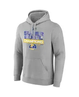 Men's Fanatics Heathered Gray Los Angeles Rams Super Bowl Lvi Champions Locker Room Trophy Collection Fitted Pullover Hoodie