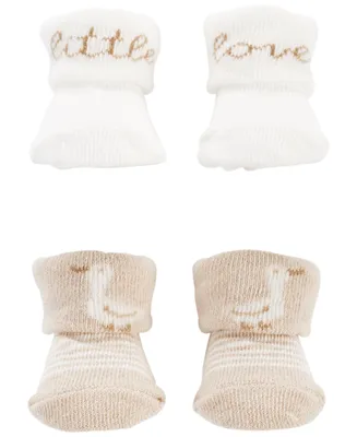 Carter's Baby Boys or Baby Girls Folded Cuff Sock Booties, Pack of 2