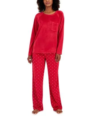 Charter Club Women's 2-Pc. Printed Velour Pajamas Set, Created for Macy's