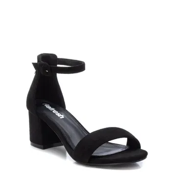 Women's Block Heel Suede Sandals By Xti, Black