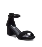 Women's Block Heel Suede Sandals By Xti, Black