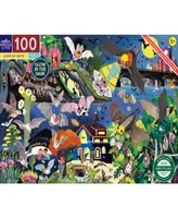 Eeboo Love of Bats Glow in The Dark 100 Piece Jigsaw Puzzle Set, Ages 5 and up