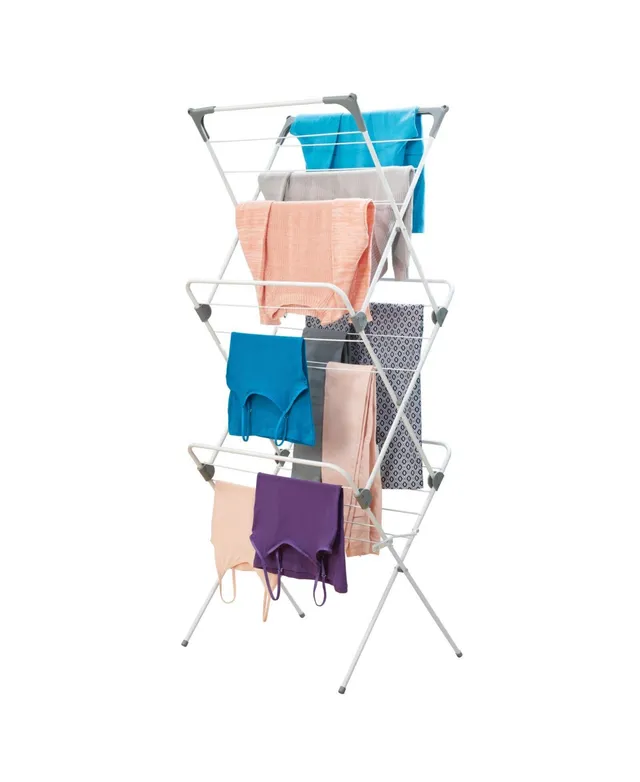 mDesign Steel Wall Mount Accordion Expandable Clothes Air Drying Rack -  Bronze