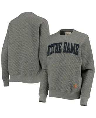 Women's Pressbox Heather Charcoal Notre Dame Fighting Irish Moose Quilted Pullover Sweatshirt