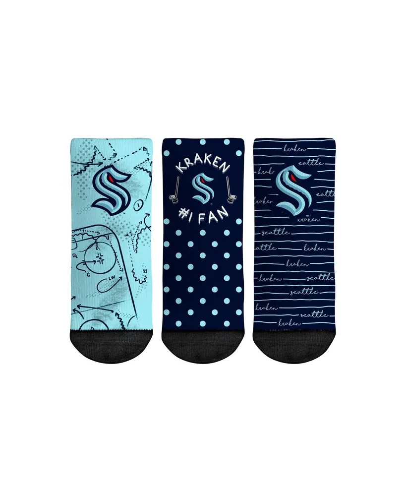 Toddler Boys and Girls Rock 'Em Socks Seattle Kraken #1 Fan 3-Pack Crew Socks Set