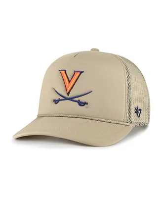 Men's '47 Brand Khaki Virginia Cavaliers Foam Front Mesh Trucker Snapback Hat