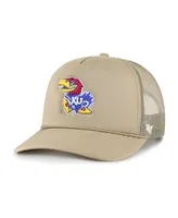 Men's '47 Brand Khaki Kansas Jayhawks Foam Front Mesh Trucker Snapback Hat