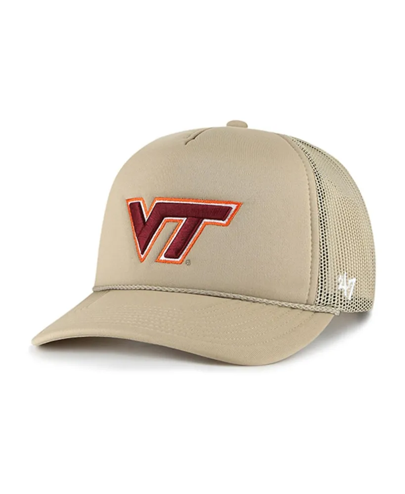 Men's '47 Brand Khaki Virginia Tech Hokies Foam Front Mesh Trucker Snapback Hat