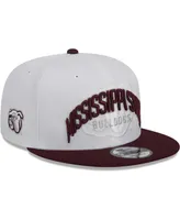 Men's New Era White and Maroon Mississippi State Bulldogs Two-Tone Layer 9FIFTY Snapback Hat