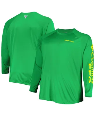 Men's Columbia Green Oregon Ducks Big and Tall Terminal Tackle Team Raglan Omni-Shade Long Sleeve T-shirt