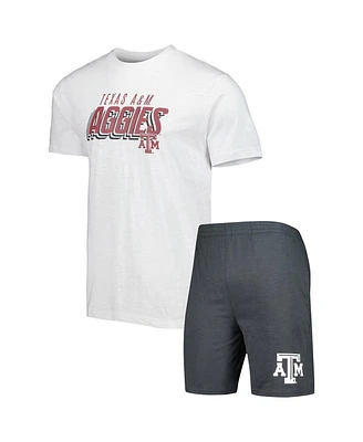 Men's Concepts Sport Charcoal, White Texas A&M Aggies Downfield T-shirt and Shorts Set