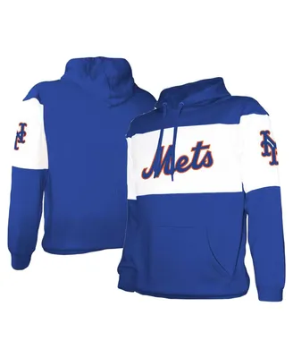 Men's Stitches Royal, White New York Mets Stripe Pullover Hoodie